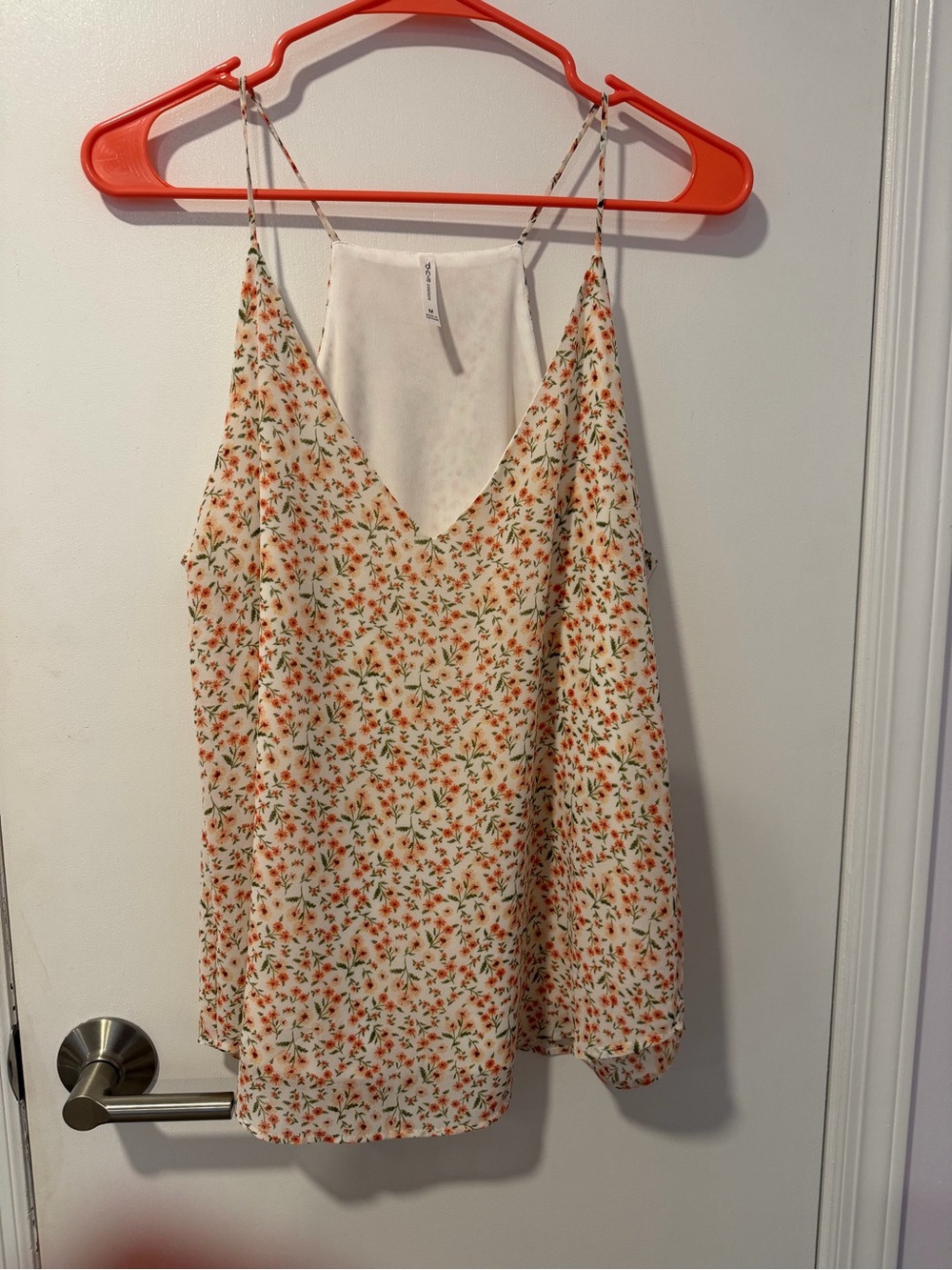 DNA couture Cream Cami with Orange Floral Print - NWOT